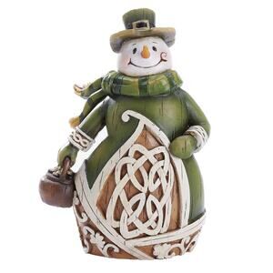 Roman, Inc. Woodcut-Style Resin Celtic Irish Snowman 6” Christmas Decor Figurine